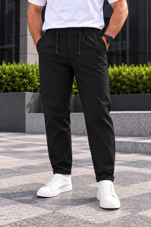 Erkek Battal Beden Diagonal Kumaş Jogger Pantolon