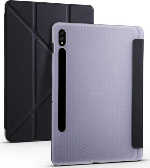 Samsung Galaxy Tab S8 SM-X700 Yatay ve Dikey Standlı Uyku Modlu Kalemlikli Trifold Arkası Silikon Kılıf