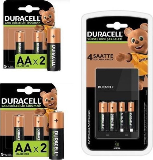 Cef 14 Şarj Cihazı Şarj Edilebilir 6 adet 1300 mAh AA ve 2 adet 750 mAh AAA Pil Paketi