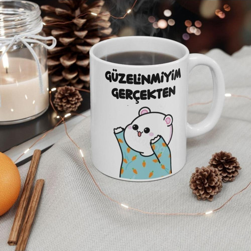 Güzelin miyim Gerçekten Baskılı Kupa Bardak / Özel Bardak