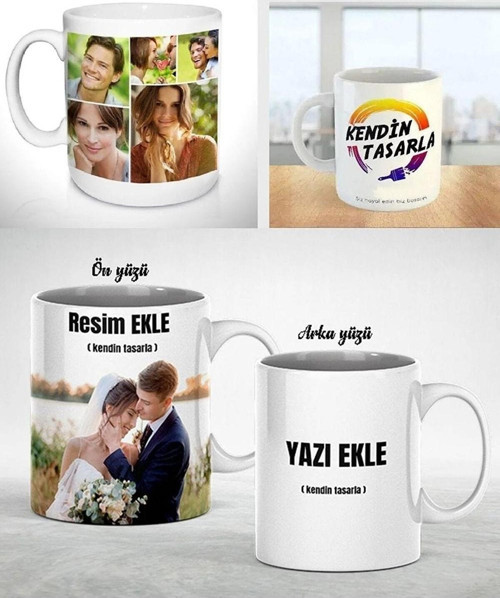 Kişiye Özel Fotoğraflı Isimli Beyaz Kupa Bardak / Özel Kupa Bardak