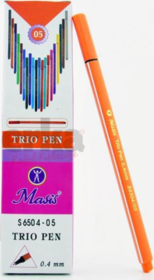 Trio Pen 0.4 MM Turuncu İnce Keçe Uçlu Kalem (10 Lu Paket)