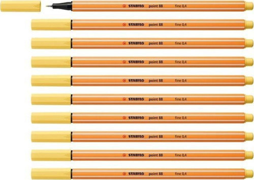 İnce Keçe Uçlu Kalem 88 Point 0.4 MM Sarı Fineliner Kalem (10 Lu Paket)
