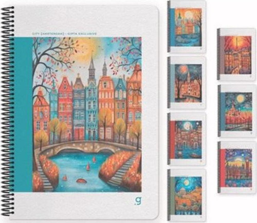 City Spiralli Sert Kapak Not Defteri 17X24 Cm 80 Yaprak Kareli 7255 (Karışık Renk 1 Adet)