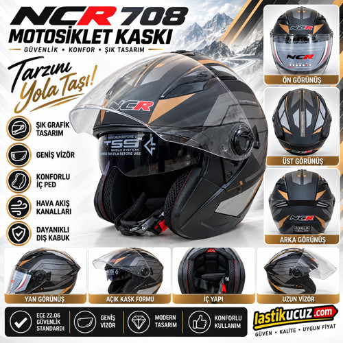 KASK ÇENESİZ 708 ECE 22/06 BELGELİ- SARI SİYAH GRAFİK