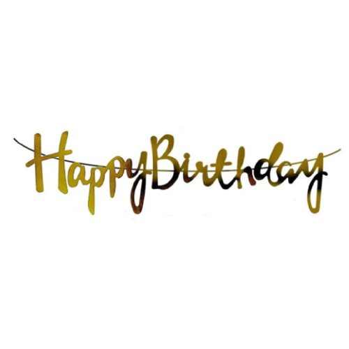 Happy Birthday Elyazılı Banner Yazı Gold