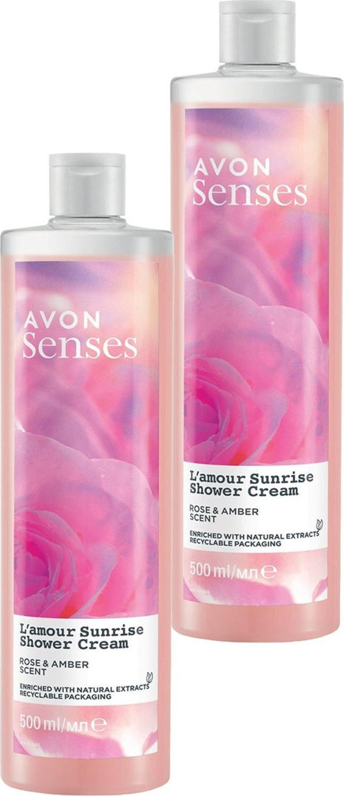 Senses L'amour Sunrise Gül ve Amber Kokulu Krem Duş Jeli 500 Ml. İkili Set