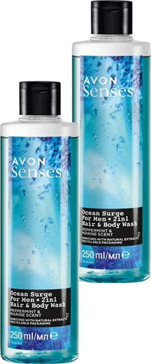 Senses Ocean Surge Nane ve Deniz Kokulu Saç ve Vücut için Erkek Duş Jeli 250 Ml. İkili Set