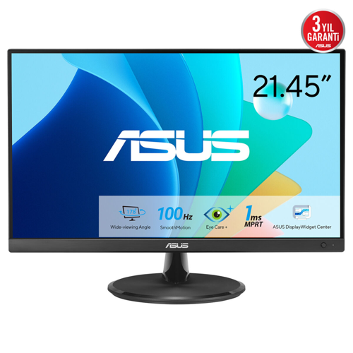 ASUS VP227HF 21,45" 1ms, 100Hz, Full HD, HDMI, VGA, VA LED, Çerçevesiz Tasarım, Düşük
