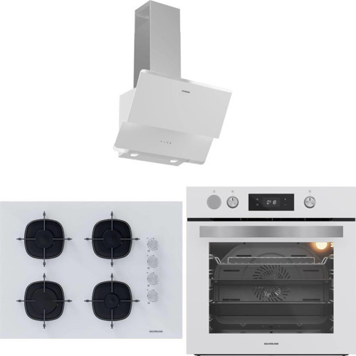 Fryart&SteamArt Buharlı Pişirme Beyaz Cam Ankastre Set 3490 - CS5665W01 65CM Ocak- BO65P4W01