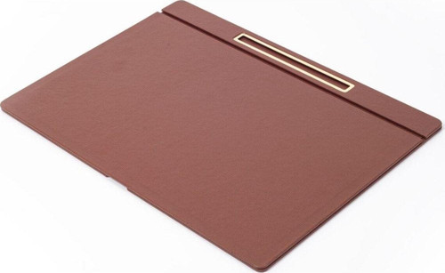 Deri Kapaklı Masa Sümeni Taba Gold Detaylı 50x35cm