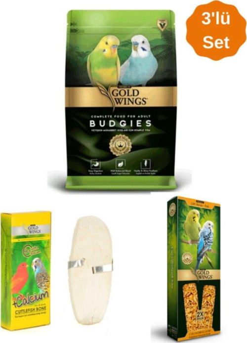 Gold Wings Premium Gold Wings Avantajlı 3'lü Set (muhabbet Yemi+meyveli Muhabbet Krakeri+mürekkep Balığı Kemiği)