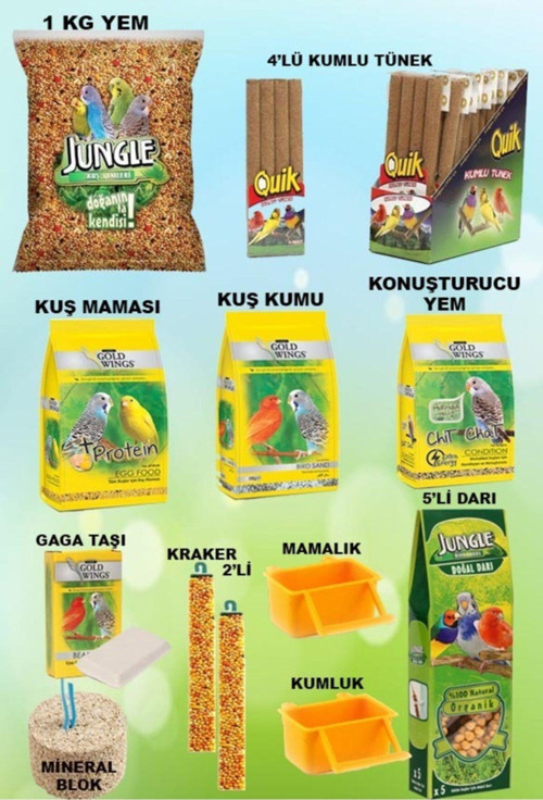 12 Parça Muhabbet Kuşu Yem Vitamin Seti