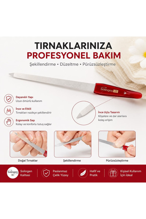 82 Paslanmaz Çelik Tırnak Törpüsü - İnce Uçlu Ergonomik Manikür Pedikür Törpüsü