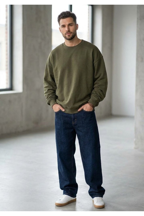 relaxed fit pamuk kumaş Erkek Standart Sweatshirt -0043