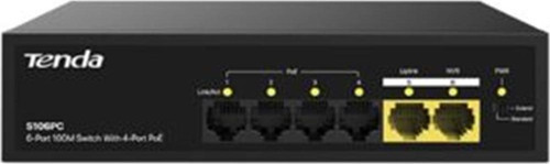 S106PC 6 Port 4 Port Poe+ 10-100 Mbps + 2 Port Uplink Switch Çelik Kasa Rack Mount