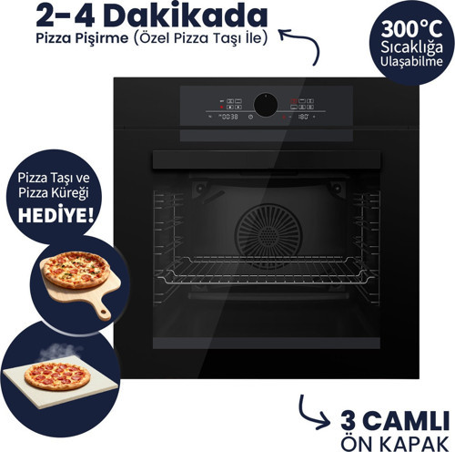 QEP65CS PİZZART&FRYART SİYAH ANKASTRE FIRIN - Pizza Taşı & Küreği Hediye