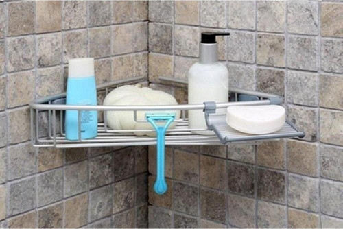 Paloma Aluminyum Tekli Mat Eloksal Banyo Köşe Rafı Şampuanlık