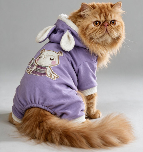 Bibelot Lavender Polar Kedi Tulumu | Yumuşacık ve Sıcacık Bunny Kulaklı Tulum