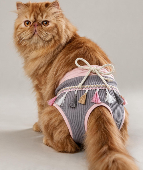 Mini Tassel Lilly Dişi Kedi Regl Külotu | Don | Kedi İç Çamaşırı | Ayarlanabilir Bağcıklı | Küçük Irklar İçin