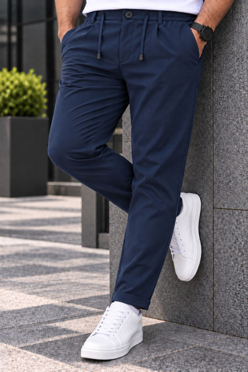 Erkek Esnek Diagonal Kumaş Jogger Pantolon Kemerli Fermuarlı Düğmeli Beli Lastikli Rahat Kesim Şık Spor Günlük Erkek Pantolon