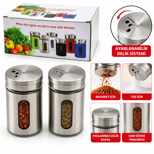 Enfa ENF-256 Cam Tuzluk ve Baharatlık 90 ml Metal Kapaklı- 12'li Paket