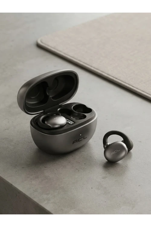 Aura Akse FreeClip LUX Series ENC + Siri Destekli Ows Açık Kulak LED Ekranlı Siyah Kablosuz Bluetooth Kulaklık