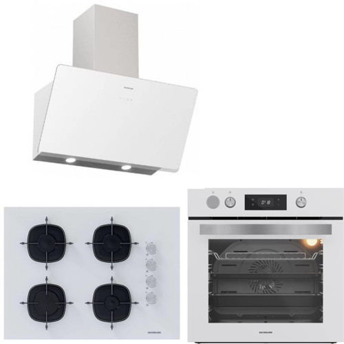 Fryart&SteamArt Buharlı Pişirme Beyaz Cam Ankastre Set 3457 Soho - CS5665W01 65CM Ocak- BO65P4W01