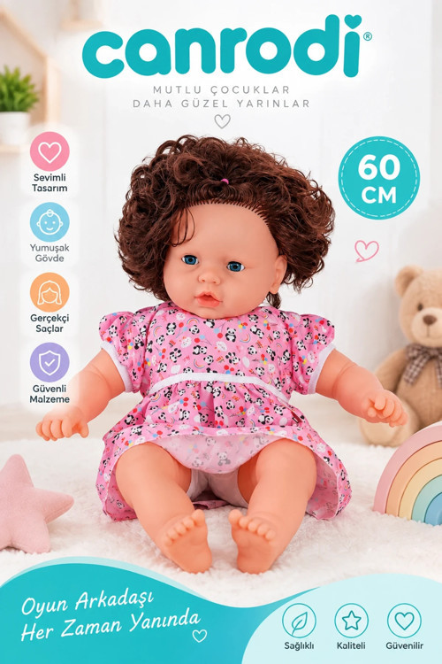 0073 60 CM DOLGU GÖVDELİ SAÇLI BÜYÜK BEBEK