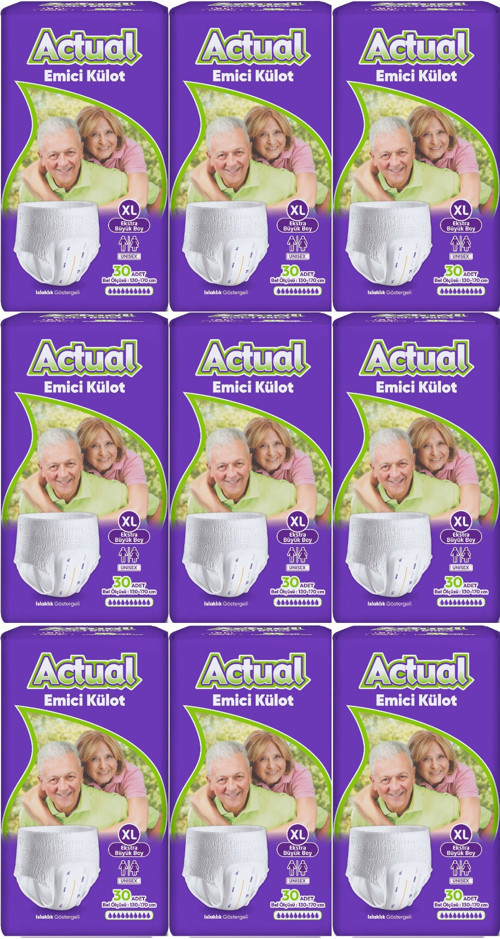 Emici Külot Yetişkin Bezi XL - Extra Large - Ekstra Büyük (Islaklık Göstergeli) 270 Adet