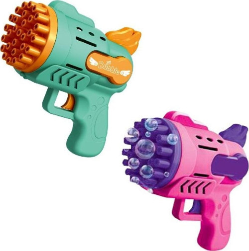 2 ADET MAVİ PEMBE KÖPÜK TABANCASI 29 DELİKLİ ÇOKLU KÖPÜK ATAN TABANCA 2 SOLİSYON HEDİYE BUBBLES GUN