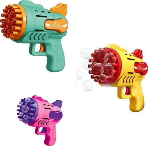 3 ADET MAVİ SARI PEMBE KÖPÜK TABANCASI 29 DELİKLİ ÇOKLU KÖPÜK ATAN TABANCA 6 SOLİSYONLU BUBBLES GUN