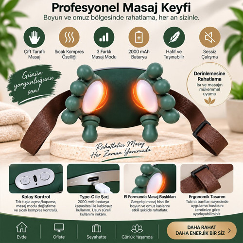 Boyun ve Omuz Masaj Aleti Çift El Şeklinde 5V 2000mAH
