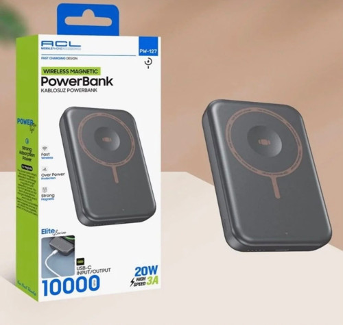 PW-127 Kablosuz 20W 3A, Akıllı Saat Şarjı Destekli 10.000MAH Wireless Powerbank