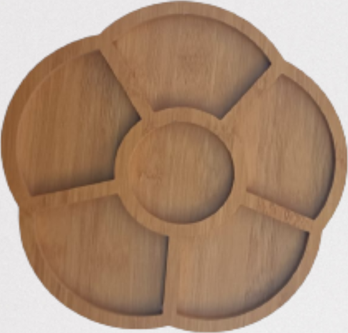 Sunum Tabak 12234 Papatya Model Ahşap MDF Lam 5 Göz 4 Adet EL Yapım
