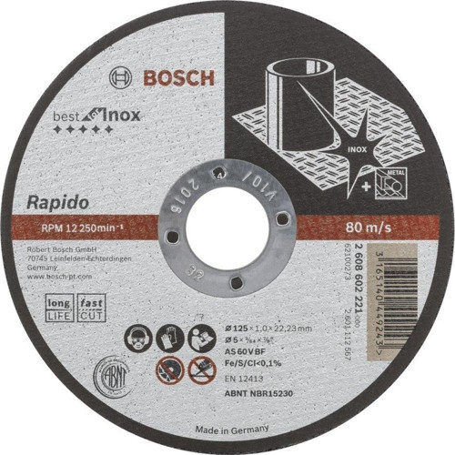 - 125*1,0 mm Best Serisi Düz Inox (Paslanmaz Çelik) Kesme Diski - Rapido Uzun Ömürlü