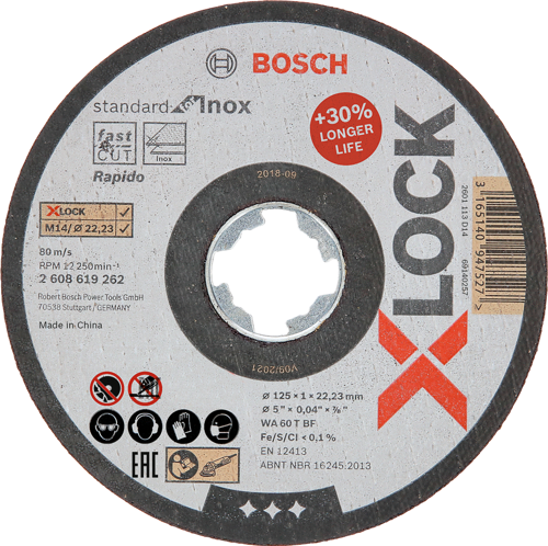 - X-LOCK - 125*1,0 mm Standard Seri Düz Inox (Paslanmaz Çelik) Kesme Diski (Taş) - Rapido