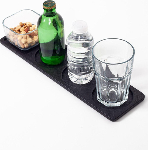 Toplantı Odası Bardak Altlığı 4 Bölümlü Düz Siyah