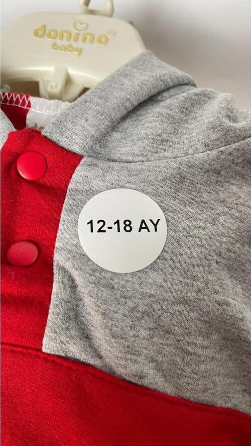 12-18 Ay Yazılı Beden Etiketi Yuvarlak Yapışkanlı 3 x 3 cm 150 Adet