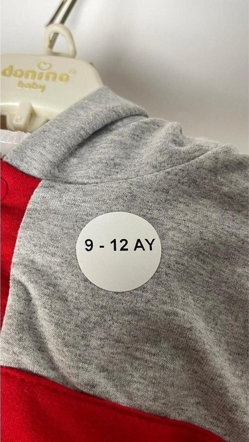 9-12 Ay Yazılı Beden Etiketi Yuvarlak Yapışkanlı 3 x 3 cm 150 Adet