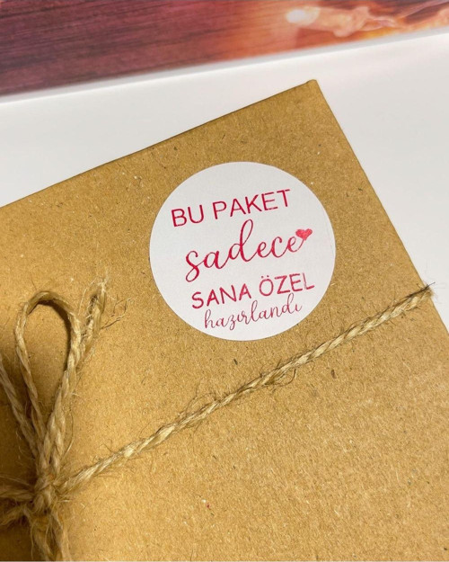 Bu Paket Sadece Sana Özel Hazırlandı Kırmızı Yuvarlak Yapışkanlı Etiket 4 x 4 cm 120 Adet