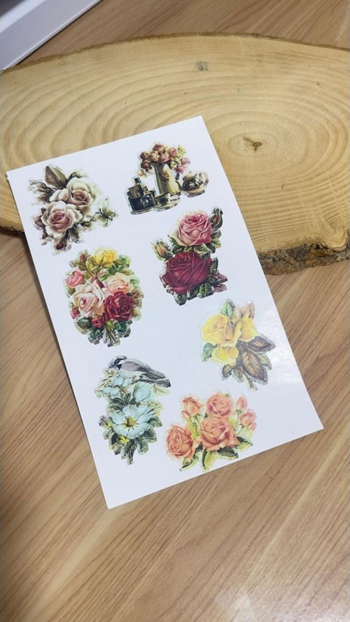 Çiçekler Set A5 Boyutunda 2 Sayfa Toplam 14 Adet Sticker
