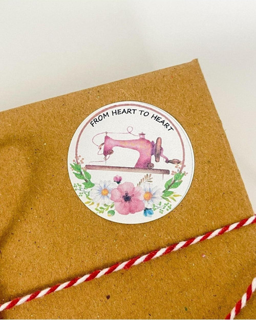 From Heart To Heart Yazılı Yapışkanlı Yuvarlak Sticker 4 cm 96 Adet