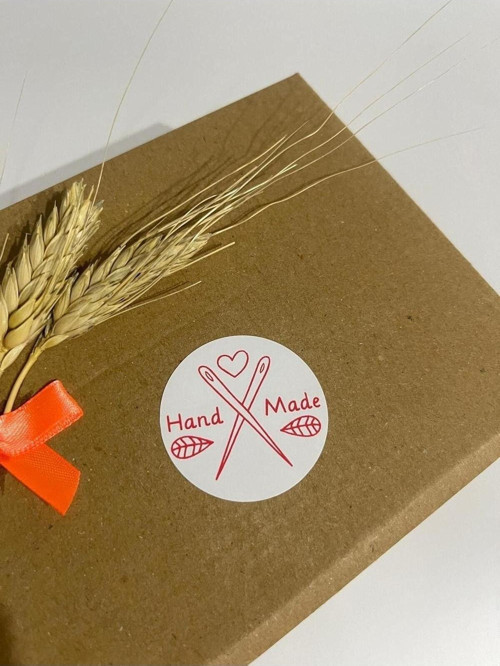 Handmade Çift İğneli Yuvarlak Yapışkanlı Etiket 5 x 5 cm 100 Adet