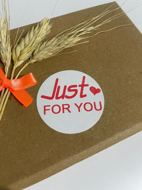 Just For You Kalın Yazı Kalpli Yuvarlak Yapışkanlı Etiket 4 x 4 cm 120 Adet