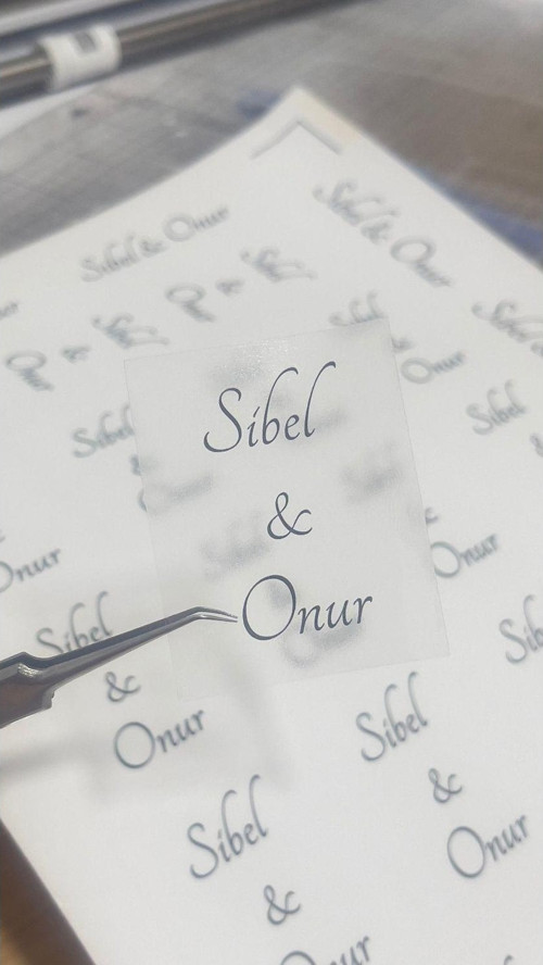 Nişan Hatırası, Nikah Hatırası Kare Şeffaf Etiket 5 x 4 cm 45 Adet