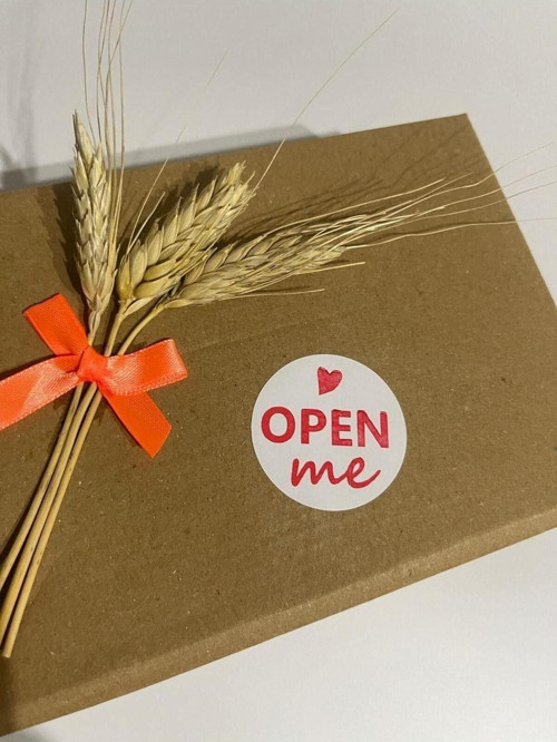 Open Me Kalpli Kırmızı Yazı Yuvarlak Yapışkanlı Etiket 4 x 4 cm 120 Adet
