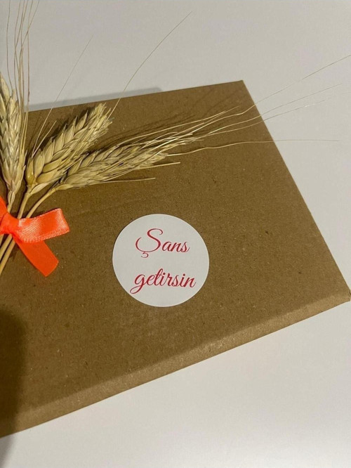 Şans Getirsin Kırmızı El Yazılı Yuvarlak Yapışkanlı Etiket 3 x 3 cm 150 Adet