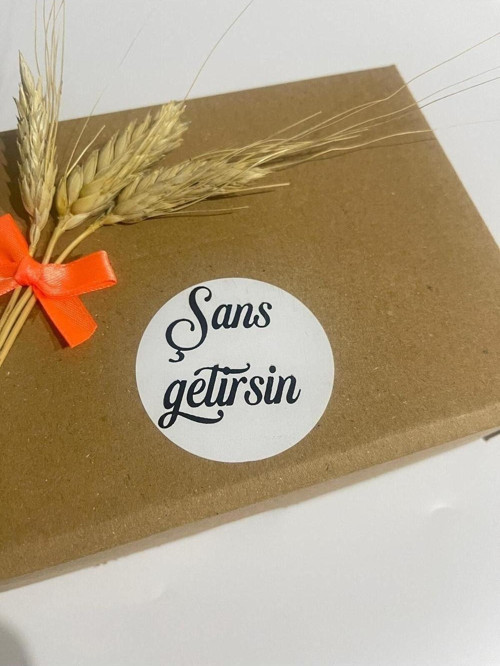 Şans Getirsin Siyah Kalın El Yazılı Yuvarlak Yapışkanlı Etiket 5 x 5 cm 100 Adet