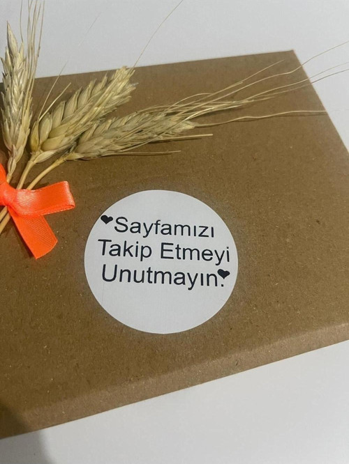 Sayfamızı Takip Etmeyi Unutmayın Siyah Yazı Yuvarlak Yapışkanlı Etiket 4 x 4 cm 120 Adet